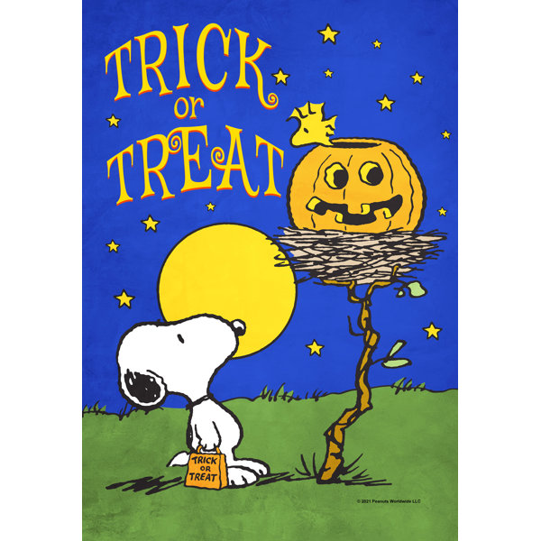 Back Yard Glory Drapeau de maison d'Halloween PEANUTS Trick or régal